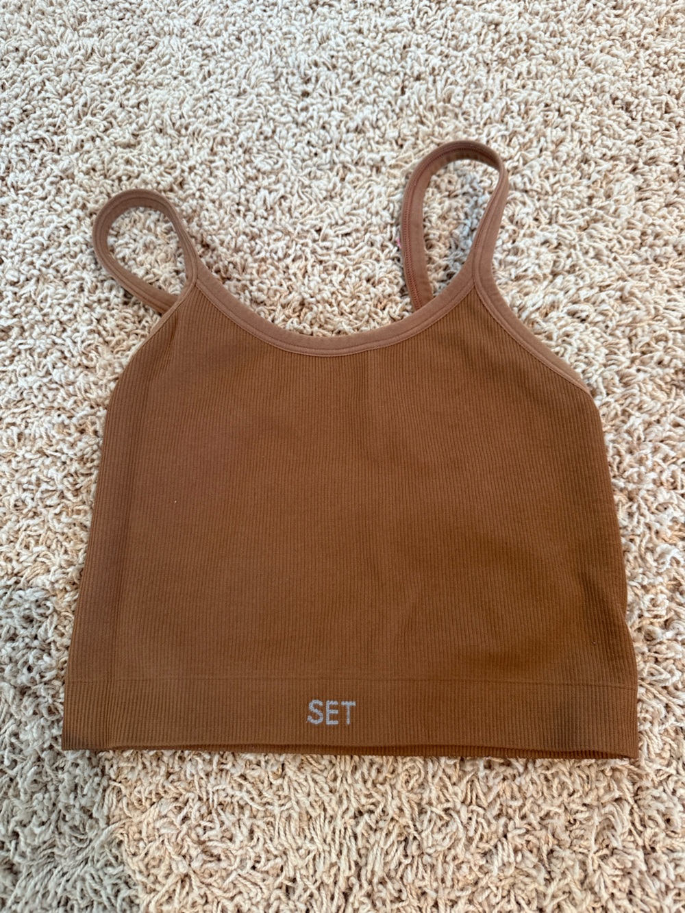 SET Active Brown Ribbed Camisole Tank